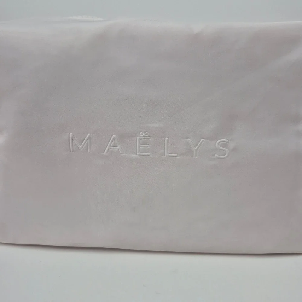 MAELYS Cosmetics Puffer Makeup Bag Pale Pink Quilted Nylon Travel Pouch